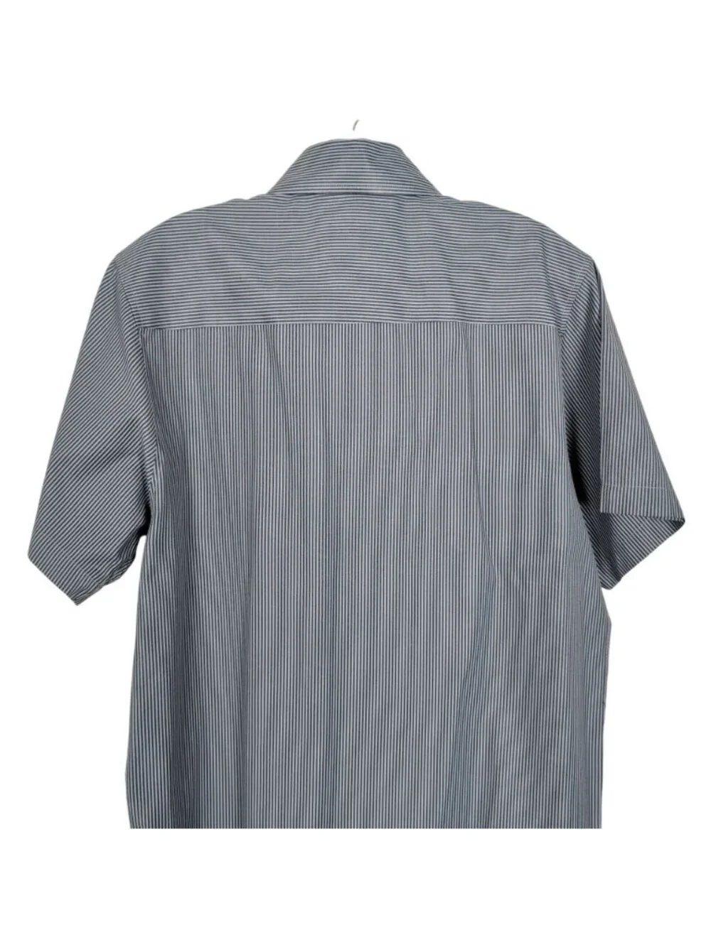 Dixxon Workforce Mens M Gray Striped Work Shirt Mechanic Utility Short Sleeve